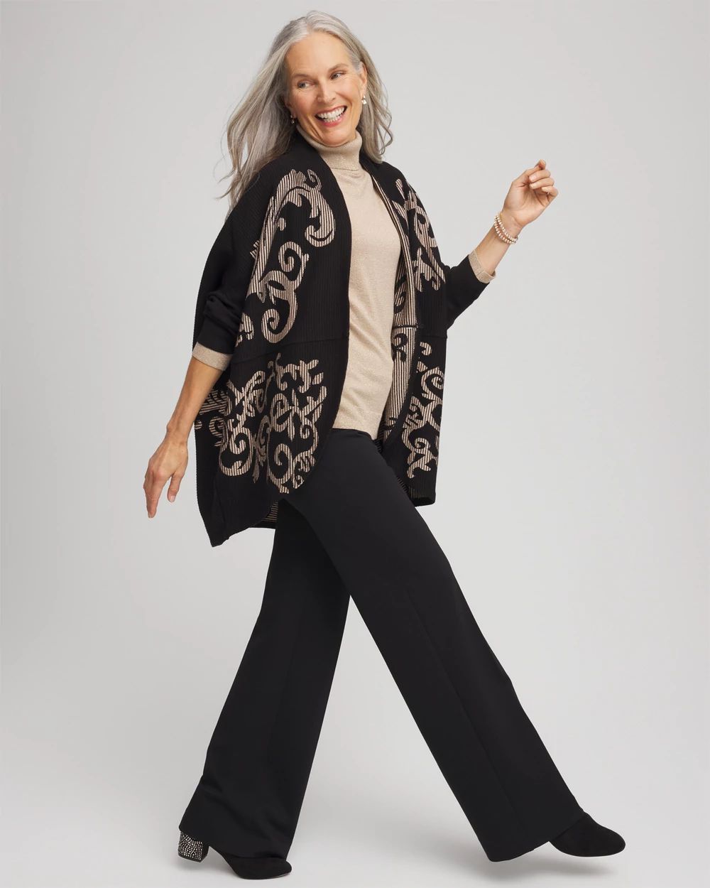 Ottoman Jacquard Cocoon Cardigan | Chico's